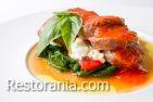 Veal grenadine with spinach and roasted tomatoes Meat & Fish : Veal grenadine with spinach and roasted tomatoes