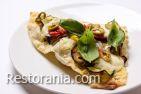 Vegetable tart with baked mozzarella Tart and bruschetta : Vegetable tart with baked mozzarella